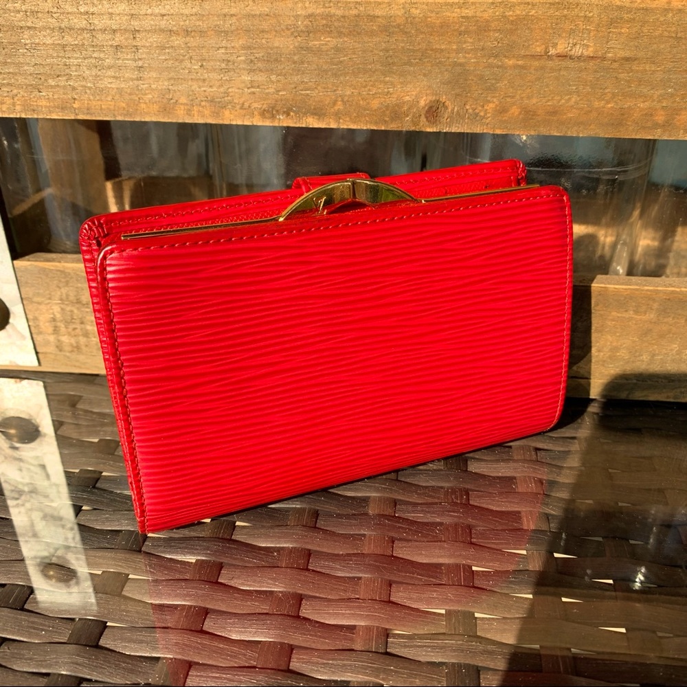 LV Red Epi Leather Porte Monnaie Wallet